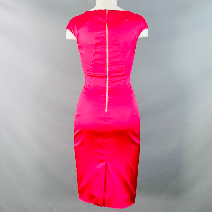 D&G by DOLCE & GABBANA Size 4 Pink Fuchsia Satin Cap Sleeves Cocktail Dress