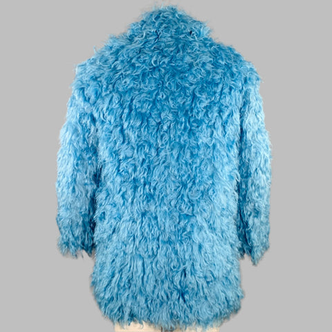 DRIES VAN NOTEN FW22 Size M Blue Textured Mohair Blend Coat