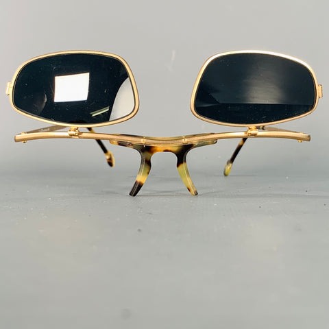 L.A.EYEWORKS Taz Or Écaille de Tortue Métal Lunettes de Soleil Relevables