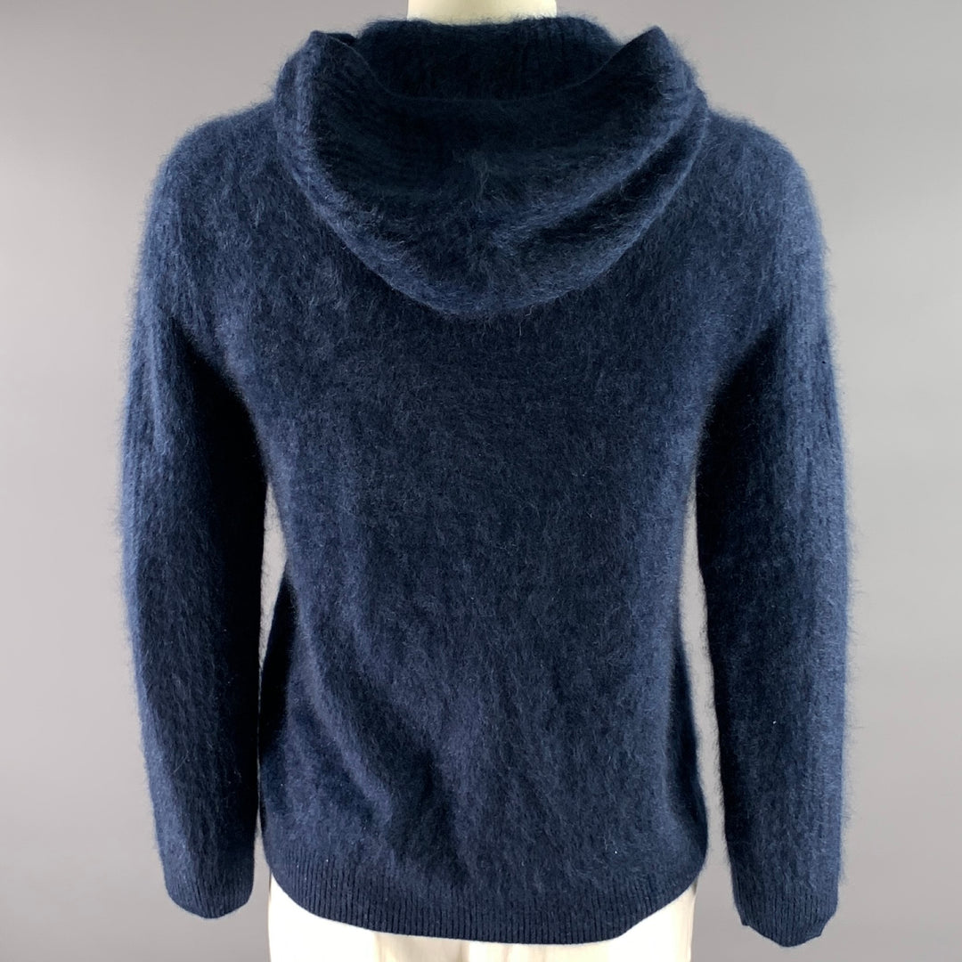 JOHN VARVATOS Size L Navy Blue Knit Cashmere Hooded Sweater