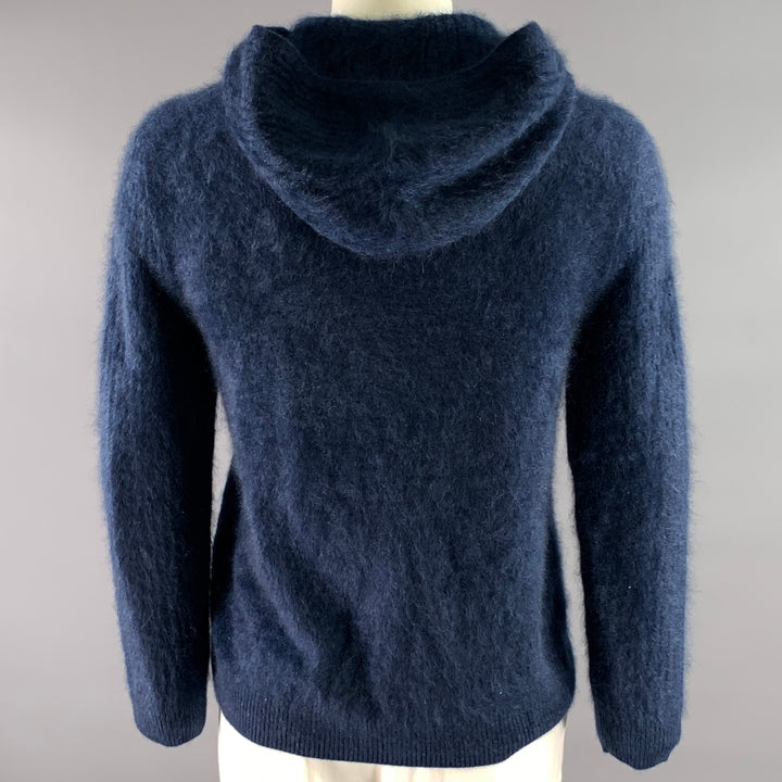 JOHN VARVATOS Size L Navy Blue Knit Cashmere Hooded Sweater