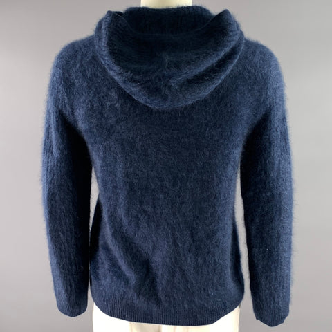 JOHN VARVATOS Size L Navy Blue Knit Cashmere Hooded Sweater