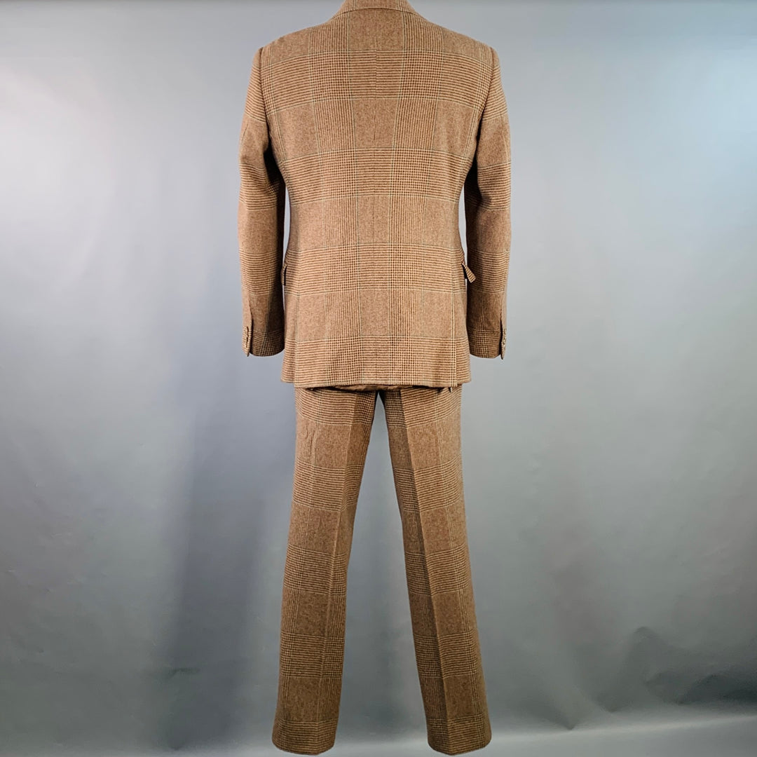 POLO by RALPH LAUREN Size 42 Long Brown Green Houndstooth Notch Lapel Suit