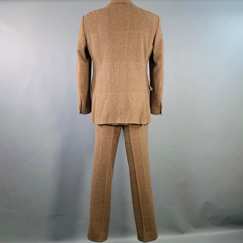 POLO by RALPH LAUREN Size 42 Long Brown Green Houndstooth Notch Lapel Suit
