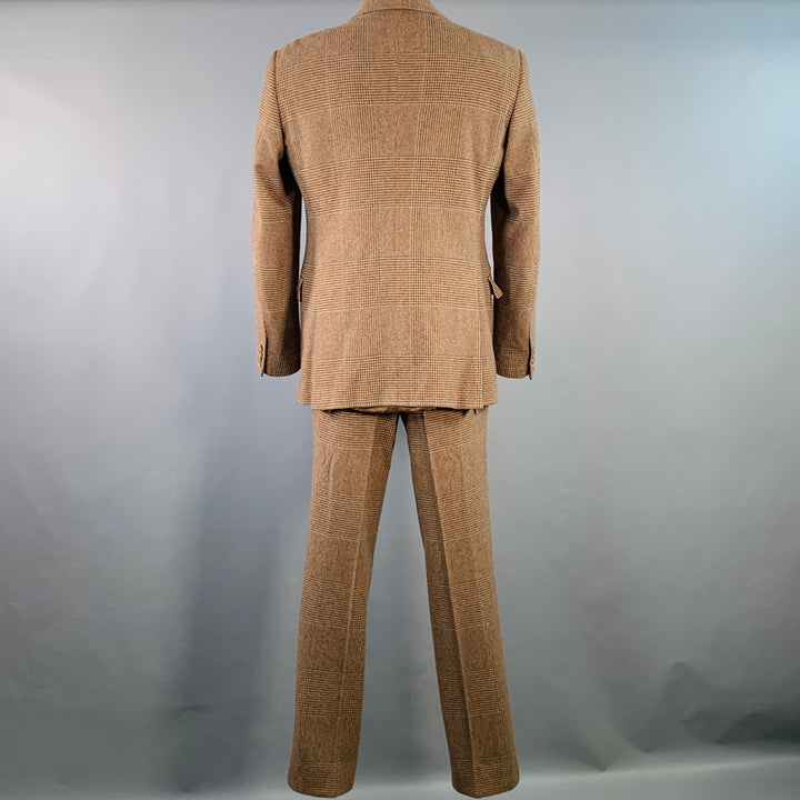 POLO by RALPH LAUREN Size 42 Long Brown Green Houndstooth Notch Lapel Suit