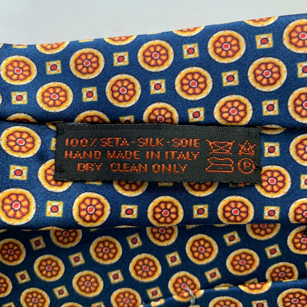 DOLCEPUNTA Navy Gold Floral Silk Tie