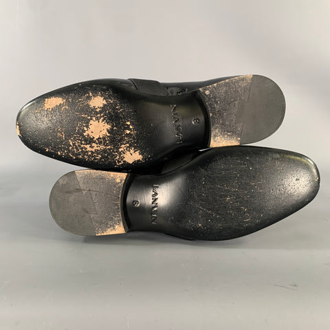 LANVIN Size 8 Black Patent Leather Slip On Loafers