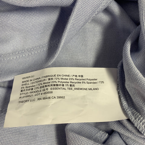 THEORY Size L Light Blue Knit Modal Blend Crew Neck T-shirt