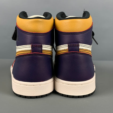 NIKE Size 6Y White Purple Color Block Leather High Top Sneakers