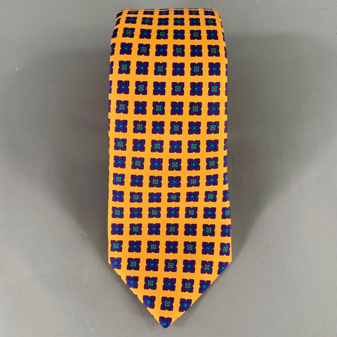 O'CONNELL'S Yellow Purple Squares Silk Tie