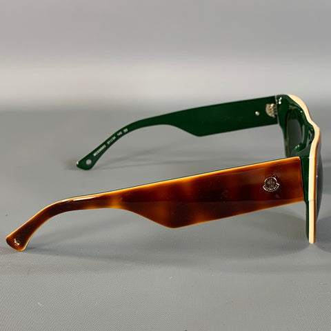 MONCLER Brown Green Tortoise Sunglasses & Eyewear