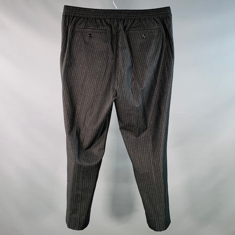 AMI by ALEXANDRE MATTIUSSI Size XXL Grey White Pinstripe Virgin Wool Dress Pants