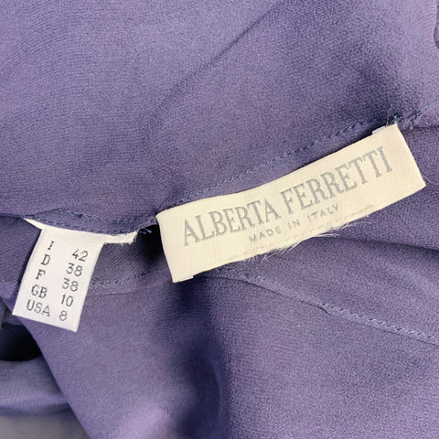 ALBERTA FERRETTI Size 8 Navy Silk Spaghetti Straps Dress