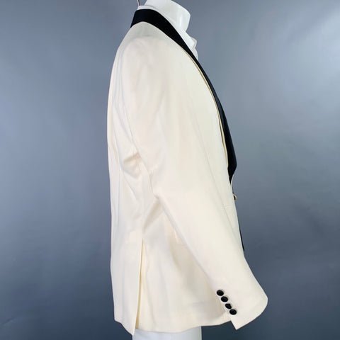 TED BAKER Size 42 Beige Black Wool Shawl Collar Sport Coat
