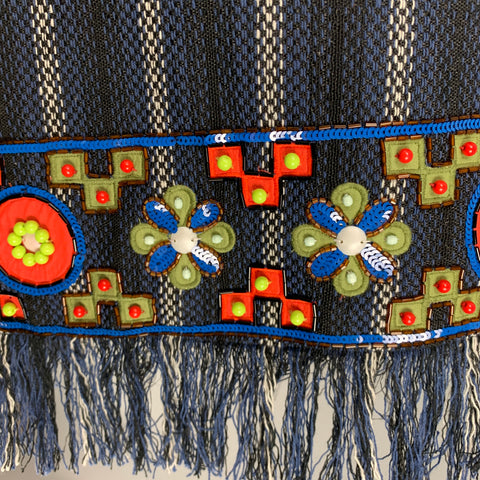TORY BURCH Taille 8 Manteau à franges en mélange de coton blanc marine