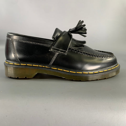DR. MARTENS Size 9 Black Leather Eyelash & Tassel Loafers