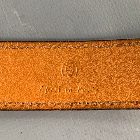 APRIL in PARIS Size S Burgundy Yellow Embossed Sterling Silver Belt