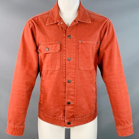 LEVI STRAUSS Size M Orange Rust Cotton Denim Trucker Jacket
