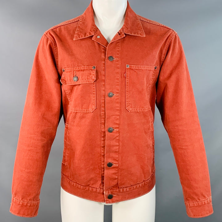 LEVI STRAUSS Size M Orange Rust Cotton Denim Trucker Jacket