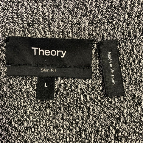 THEORY Size L Grey Black Heather Cotton Blend Slim Fit Polo