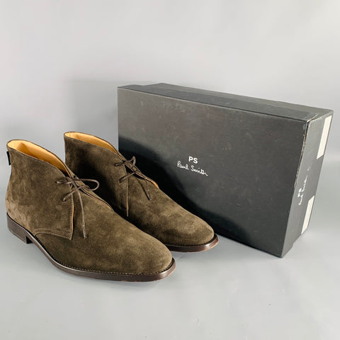 PS by PAUL SMITH Size 11 Arni Dark Brown Suede Lace-Up Boots