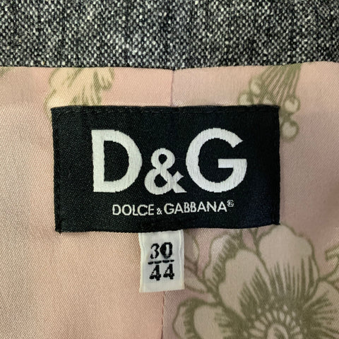 DOLCE & GABBANA Size 8 Grey Black Wool Blend Stripe Blazer