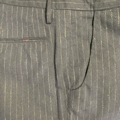 INCOTEX Size 32 Navy Pinstripe Wool Blend Button Fly Dress Pants
