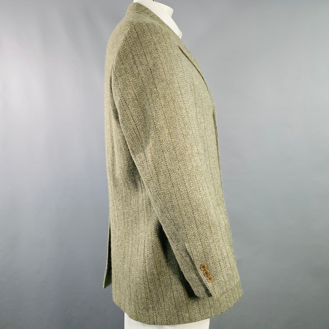 SOUTHWICK for O'CONNELL'S 42 Long Grey Blue Stripe Wool Notch Lapel Sport Coat