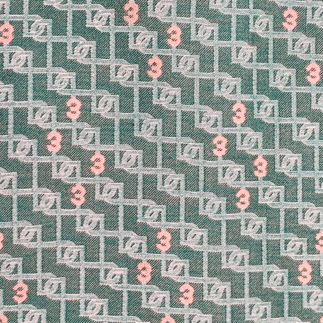 3.PARADIS SS22 Size L Green Jacquard Wool Notch Lapel Coat