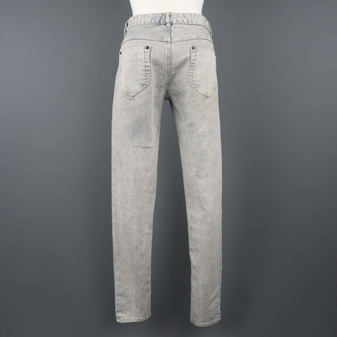 MAISON MARTIN MARGIELA Size 6 Light Grey Acid Wash Skinny Jeans
