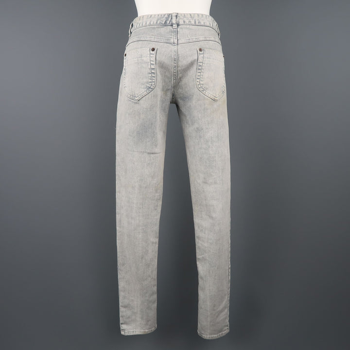 MAISON MARTIN MARGIELA Talla 6 Vaqueros pitillo con lavado ácido gris claro 