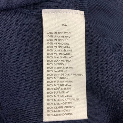 PAUL SMITH Size L Navy Multi Color Merino Wool Contrast Trim Pullover