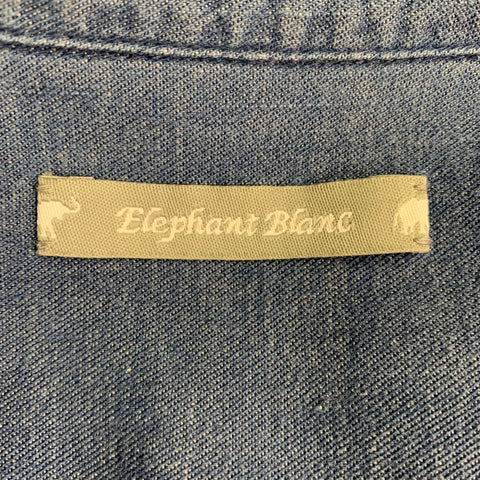 ELEPHANT BLANC Size L Blue Cotton Western Long Sleeve Shirt
