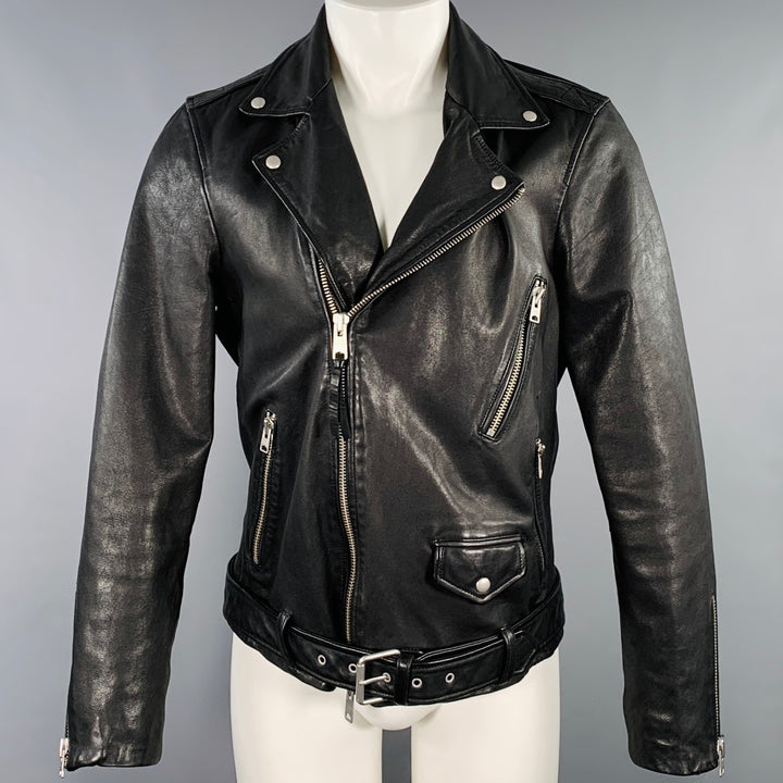 ALLSAINTS Size M Renzo Black Lambskin Leather Motorcycle Jacket