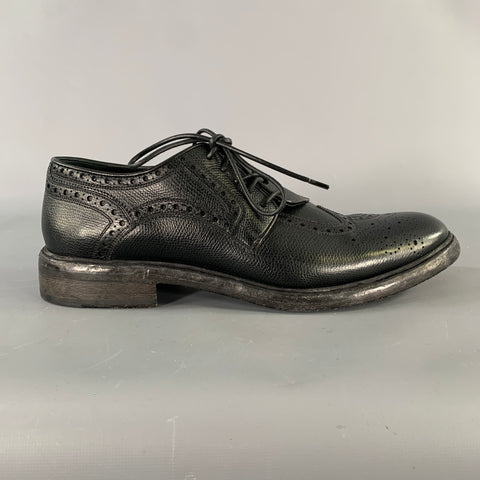 BURBERRY Size 10.5 Black Perforated Leather Lace Up Lace Up Shoes