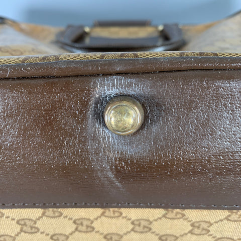 GUCCI Beige Brown Guccissima Monogram Coated Canvas Leather Suitcase