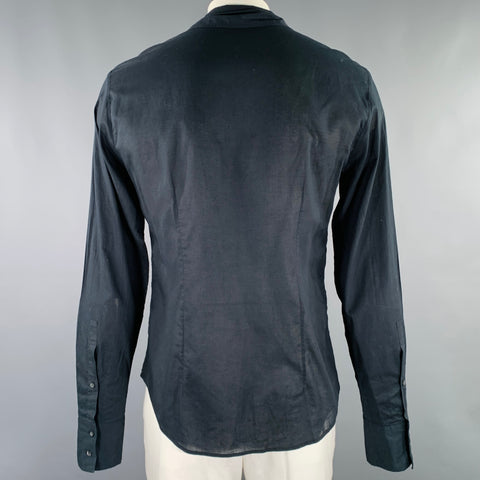 JUST CAVALLI Size 42 Black Gold Embroidery Metal Long Sleeve Shirt