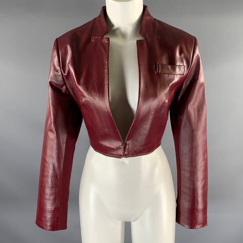 HAL RUBENSTEIN Size M Burgundy Leather Jacket Blazer