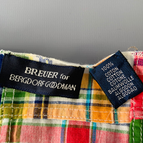 BREUER Multi Color Patchwork Plaid Cotton Scarf