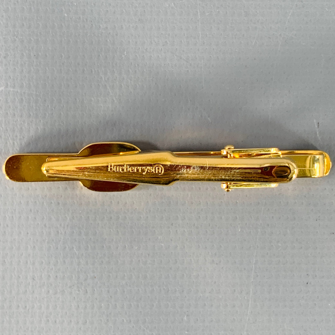 BURBERRY Vintage Gold Logo Metal Tie Clip