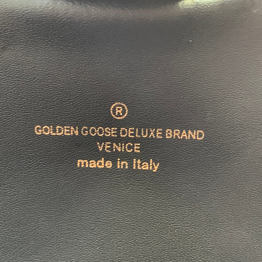GOLDEN GOOSE Black Silver Leather Top Handle Duffle Bag