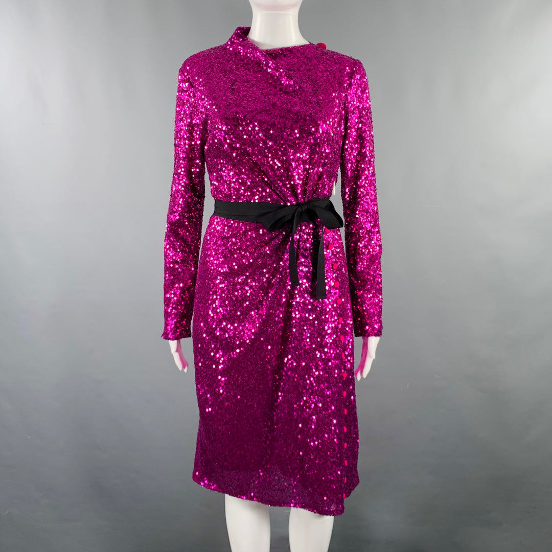 PRABAL GURUNG Size 6 Purple Polyester Sequined Open Back Dress