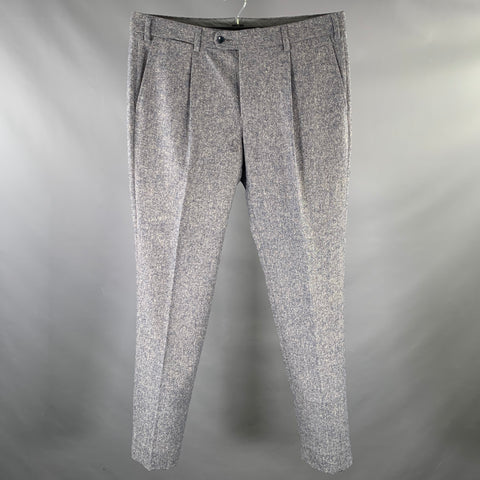 6 EAST Taille 34 Pantalon habillé en laine, soie et élasthanne gris chiné, braguette zippée