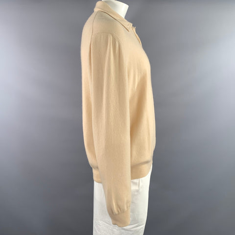 RALPH LAUREN Size XL Beige Knit Cashmere Henley Pullover