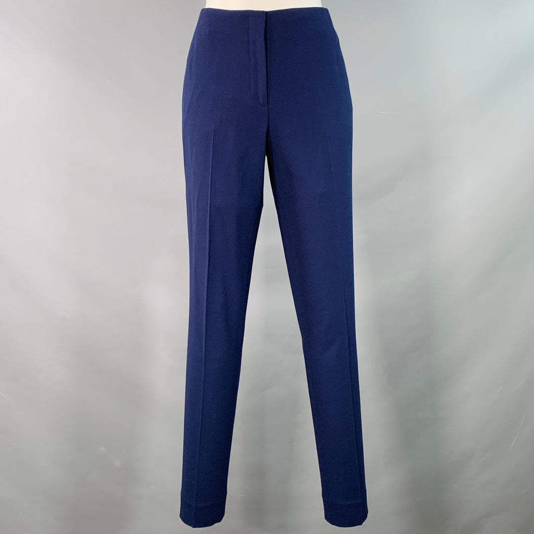 RALPH LAUREN COLLECTION Size 2 Navy Virgin Wool Blend Crepe Tapered Dress Pants