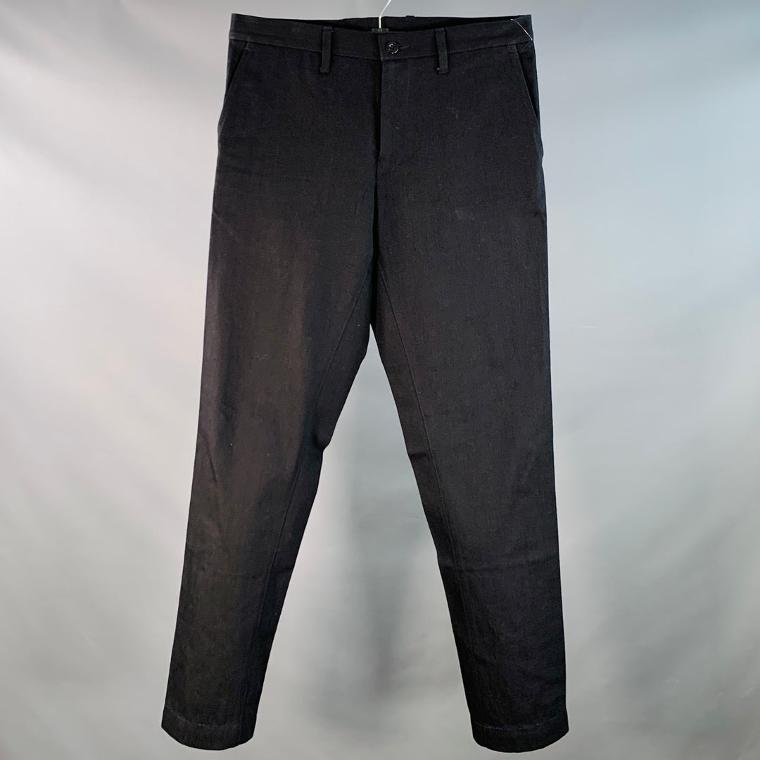 45rpm Size 34 Black Indigo Dyed Cotton Twill Flat Front Straight Casual Pants