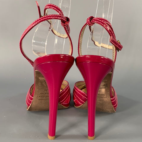 ROBERTO CAVALLI Size 6 Pink Mixed Materials Patent Leather Platform Sandals