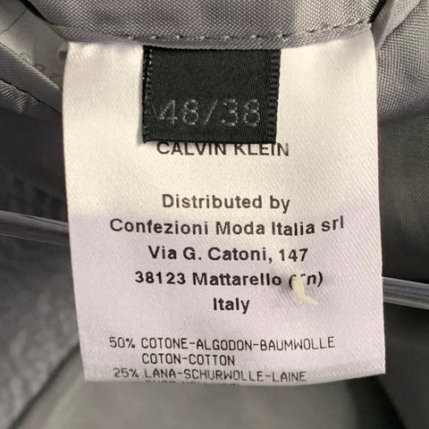 CALVIN KLEIN COLLECTION Size 38 Grey Textured Cotton Blend Peak Lapel Suit