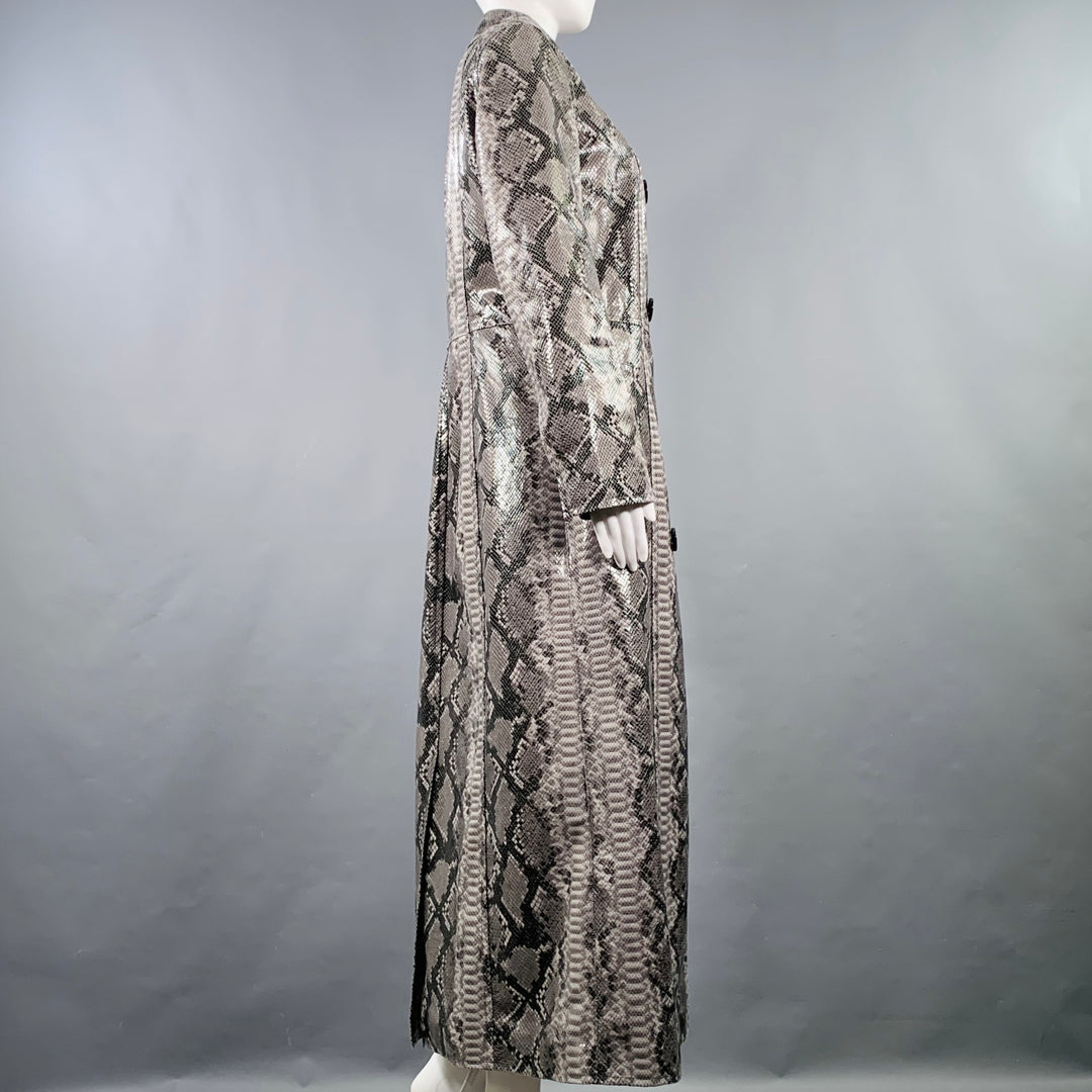 STAND STUDIO Size M Sasha Grey Black Polyester Blend Snakeskin Print Coat