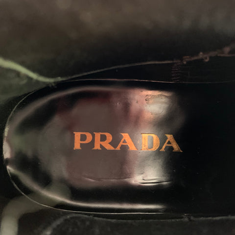 PRADA Size 8.5 Black Perforated Leather Cap Toe Chelsea Boots